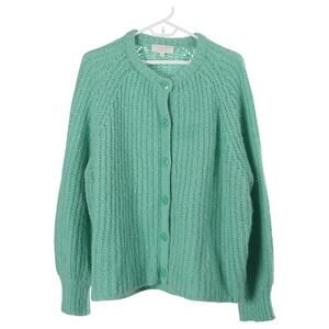 Sézane Emile Cardigan XL Green Button Front Alpaca Wool Knit Sweater Italy